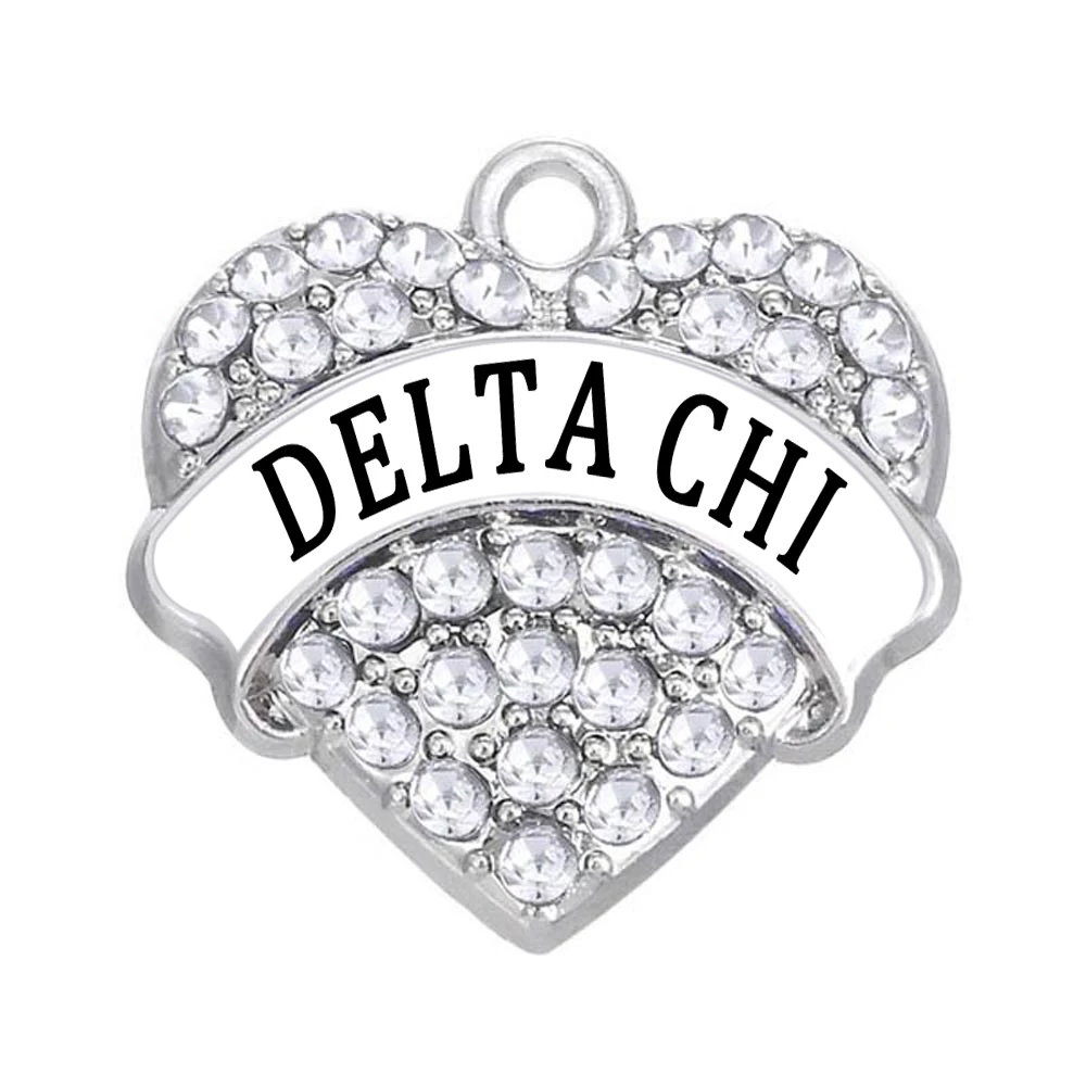 На заказ греческие буквы Delta Chi имена слова сердце Кристалл Шарм Sorority Подарочные