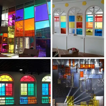 

Stained Glass Adhesive Multi-Color Film Heat Insulation Sunscreen Cellophane Transparent Decorative Film Drop-Shipping 10x100cm