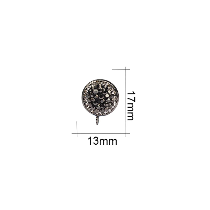 6 шт./лот, модная круглая форма, черная и Хрустальная металлическая основа для сережек, соединитель для DIY, изготовление сережек, аксессуары для поиска - Окраска металла: 13mm