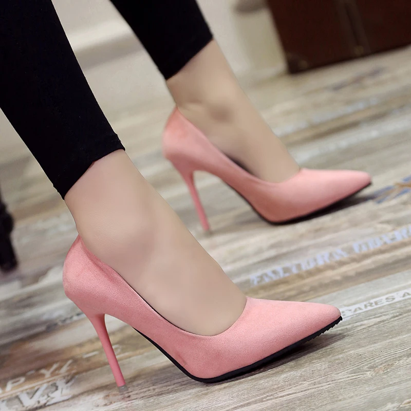 Cresfimix; женские милые удобные туфли из флока на высоком каблуке; женские модные милые офисные туфли на высоком каблуке; сезон весна-лето; Цвет Черный; b2912