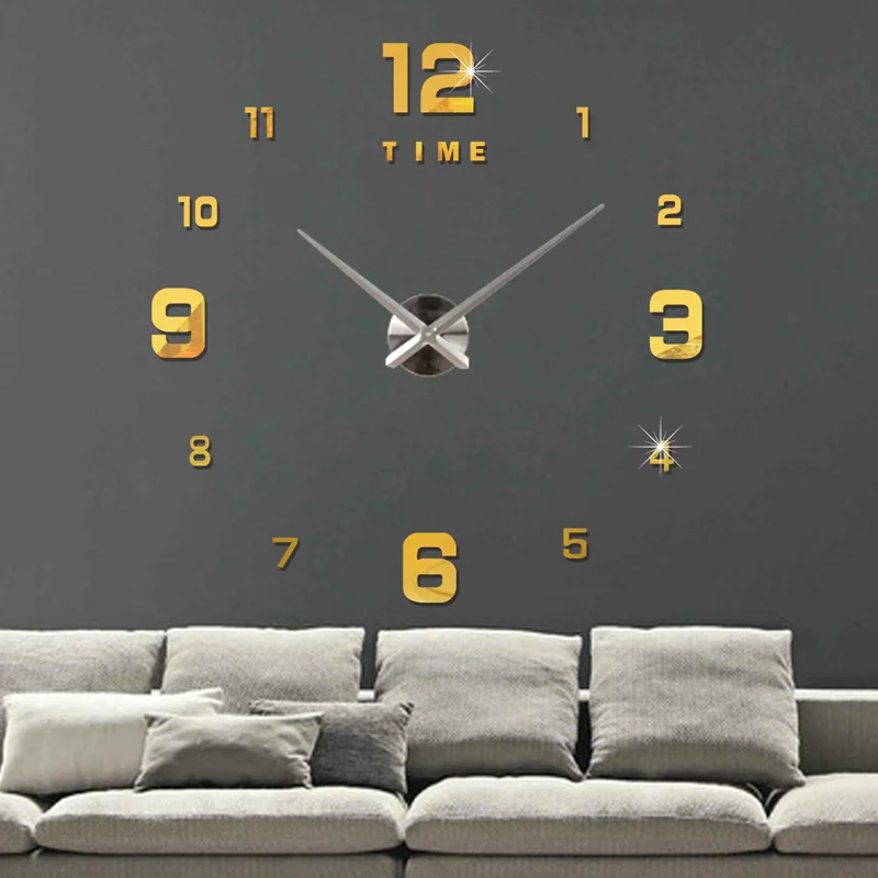 3D Modern Desgin DIY Wall Clocks Mirror Stickers Mute Home Office