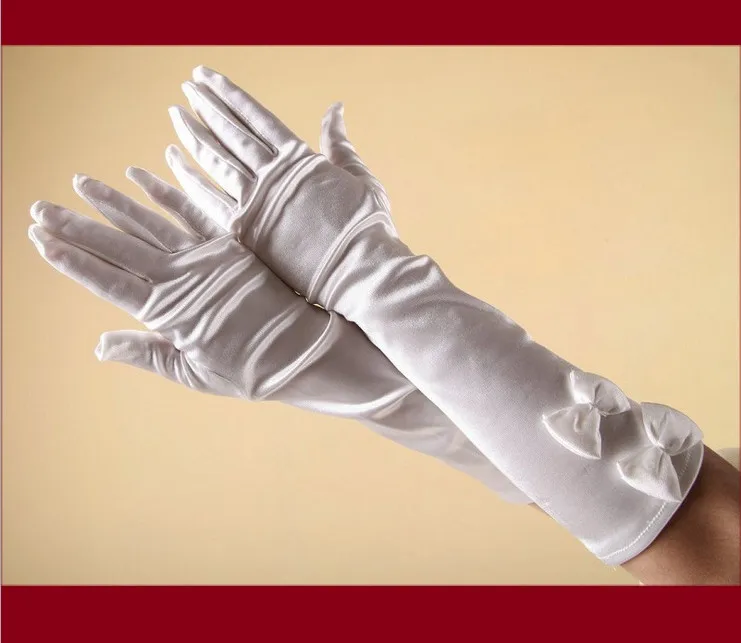 Горячая свадебные перчатки с бантом новое поступление палец белый/цвета слоновой кости свадебное платье перчатки элегантный запас свадебные аксессуары