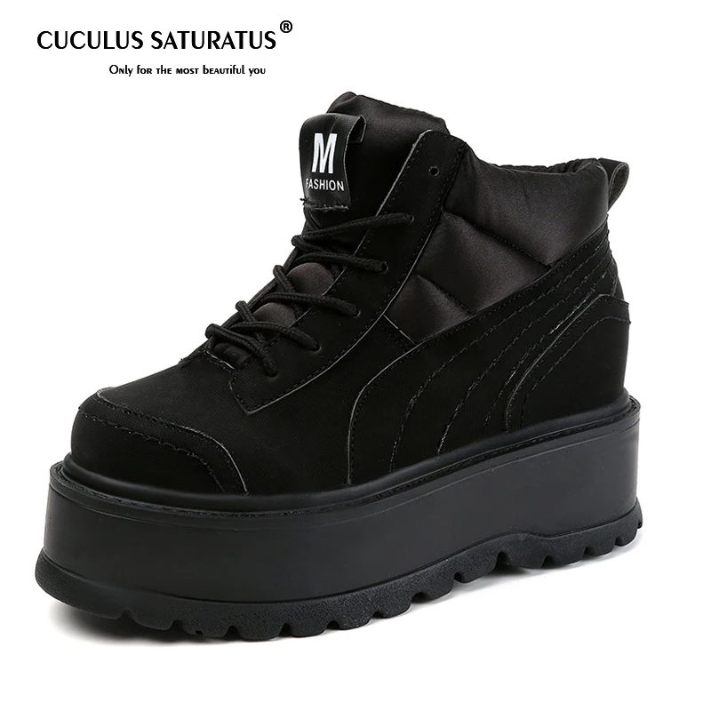 

Platform Lace-up Ankle Winter Women Boots High Quality Height Increasing Ladies Shoes high heels female boots woman's shoe