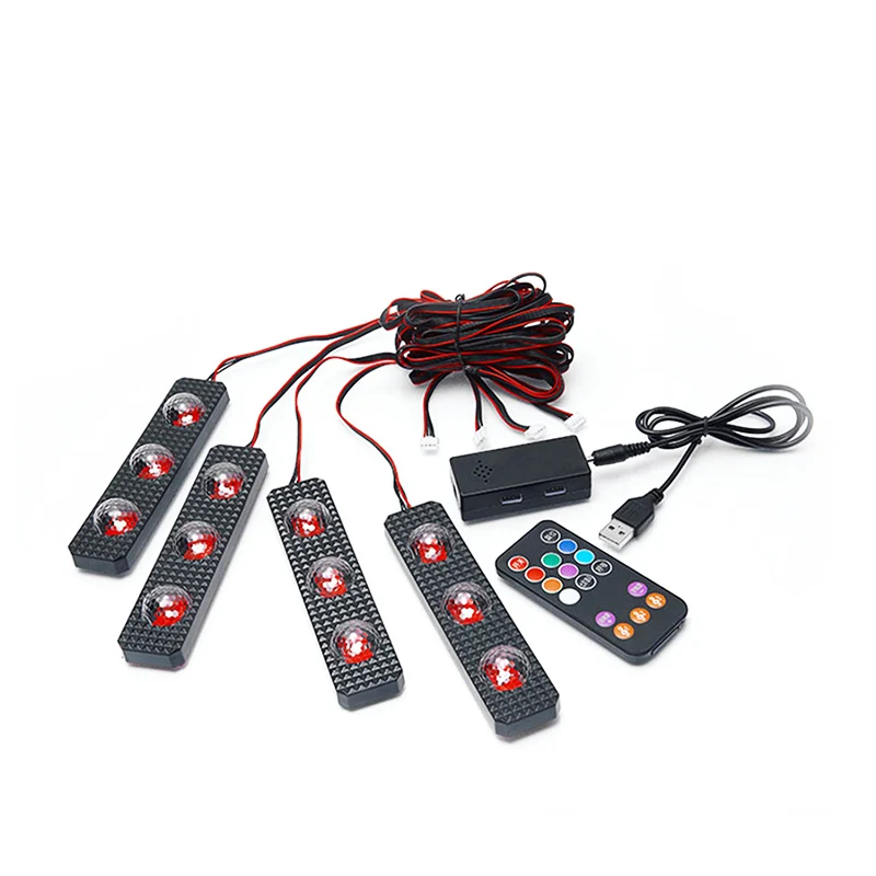 

Car RGB Star atmosphere lights wireless modification USB sole full of stars colorful sound control led decorative Kit lights