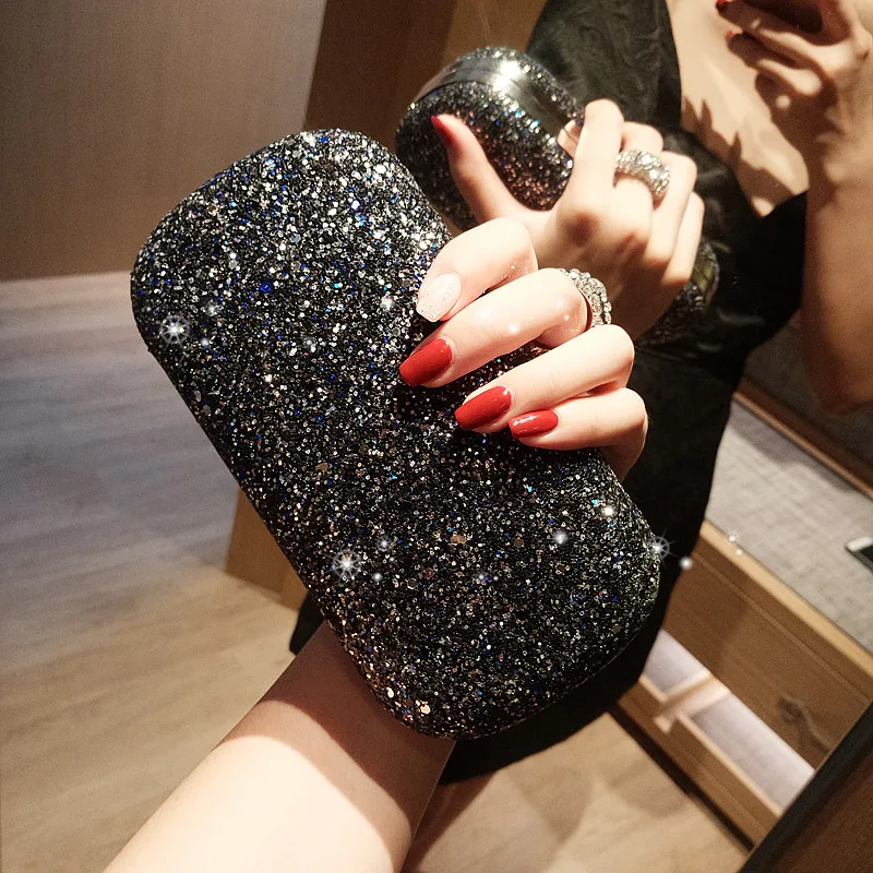 

Multi Color Sequin Clutch Wedding Bags Female Glitter Clutches Ladies Shiny Evening Bags Party Purse Floral Clutch With Chain