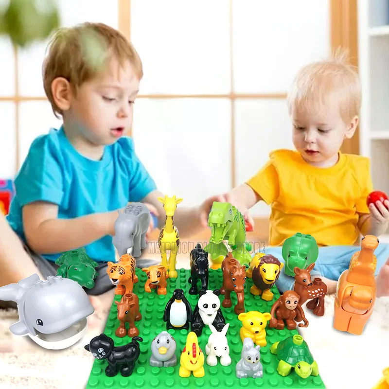 Одиночная распродажа модель серии Duplo фигурки животных большие строительные