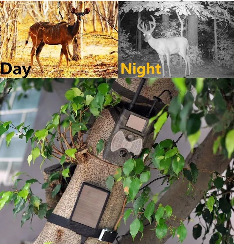 Solar Panel Power Supply Scountguard Outdoor Waterproof Hunting Trail Camera HC300M with GSM MMS GPRS Photo Traps