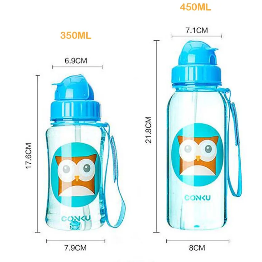 350ML BPA Free Baby Straw Drinking Cups Monkey Owl 8 Style Kids Cartoon Learn Feeding Water Bottle Children Straw Training Cup