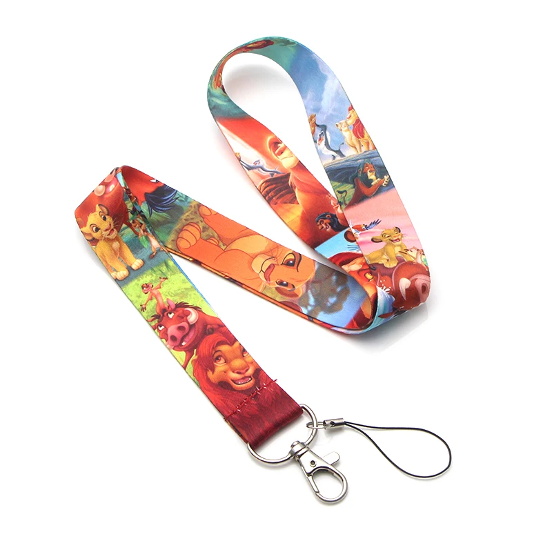 Lion king cartoon lanyards for keys in mobile phone straps necklace card holders webbing ribbons keychains rope accessory E0474