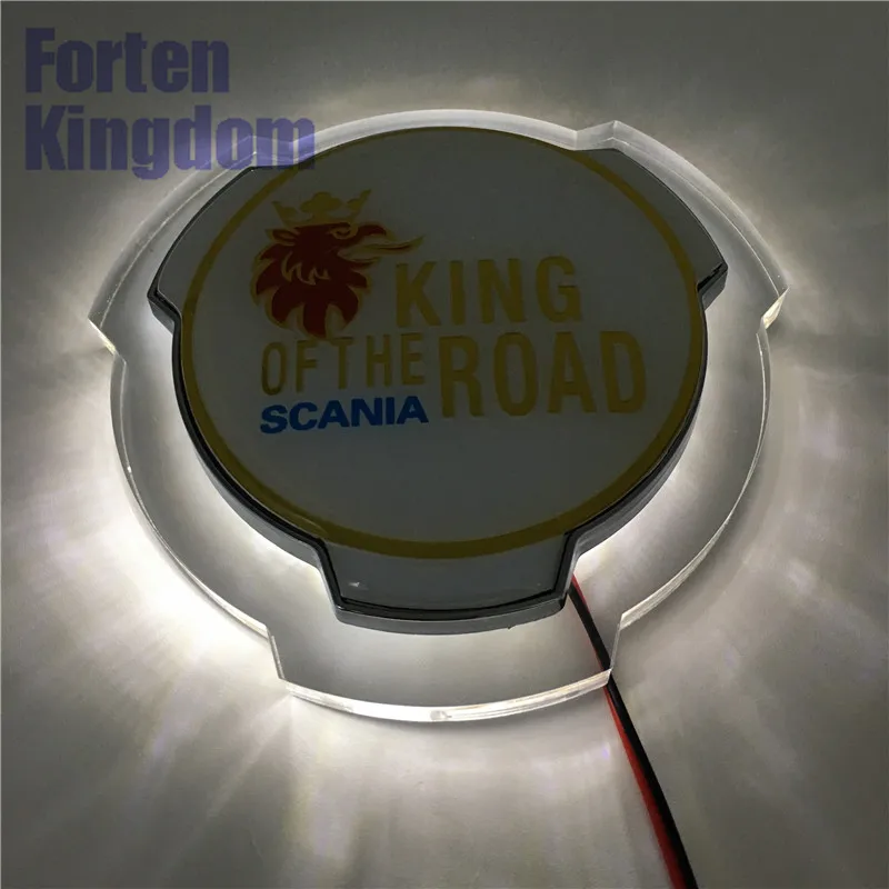 1 шт., для Scania King Of The Road Truck или Car, на заказ, передняя решетка, эмблема, значок с белым, 24 В, светодиодный, осветительная пластина, 1401610