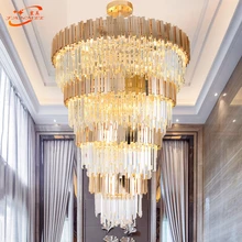 Modern Crystal Chandelier LED Lighting Large Stair Cristal Chandeliers Hanging Lamp Big Staircase Chandelier Crystal Light new design led crystal light ceiling crystal chandelier modern home chandeliers