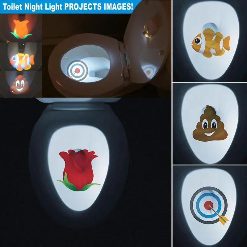 

Novelty Toilet Projector Night Light Four Cartoon Motion Activated Images Home Bathroom Lamp Bathroom Toilet Projector Light