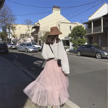 

2019 Women Loose BOHO Gypsy Chiffon Long Full Skirt Maxi Beach Mesh Skirts Colorful Sun Colorful High Waist Skirt