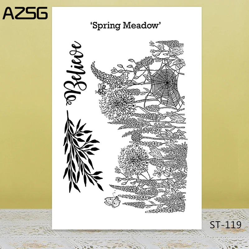

AZSG Spring Meadow Clear Stamps/Seals For DIY Scrapbooking/Card Making/Album Decorative Silicone Stamp Crafts