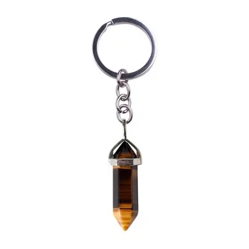 2017 NEW Trendy Natural Quartz stone Keychain  Natural Stone key chains Jewelry Men Women