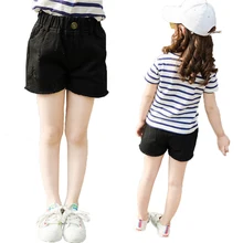 Летние милые шорты для девочек джинсовые Рваные джинсовые шорты для маленьких девочек штаны принцессы Детские хлопковые однотонные ковбойские шорты детская одежда