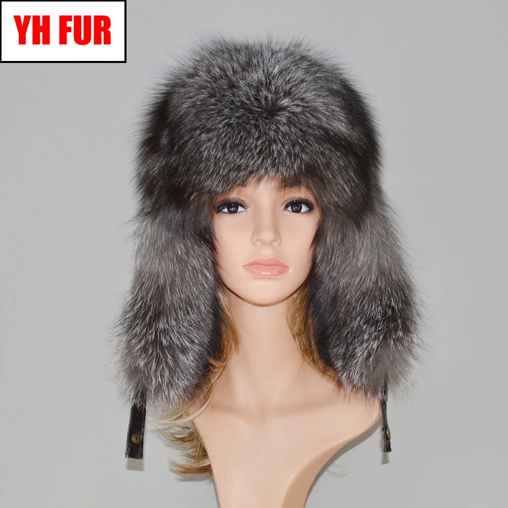 Лидер продаж, зимняя шапка унисекс из натурального Лисьего меха, шапка из натуральной кожи, Повседневная теплая мягкая шапка из натурального меха русской лисы, шапка-бомбер s