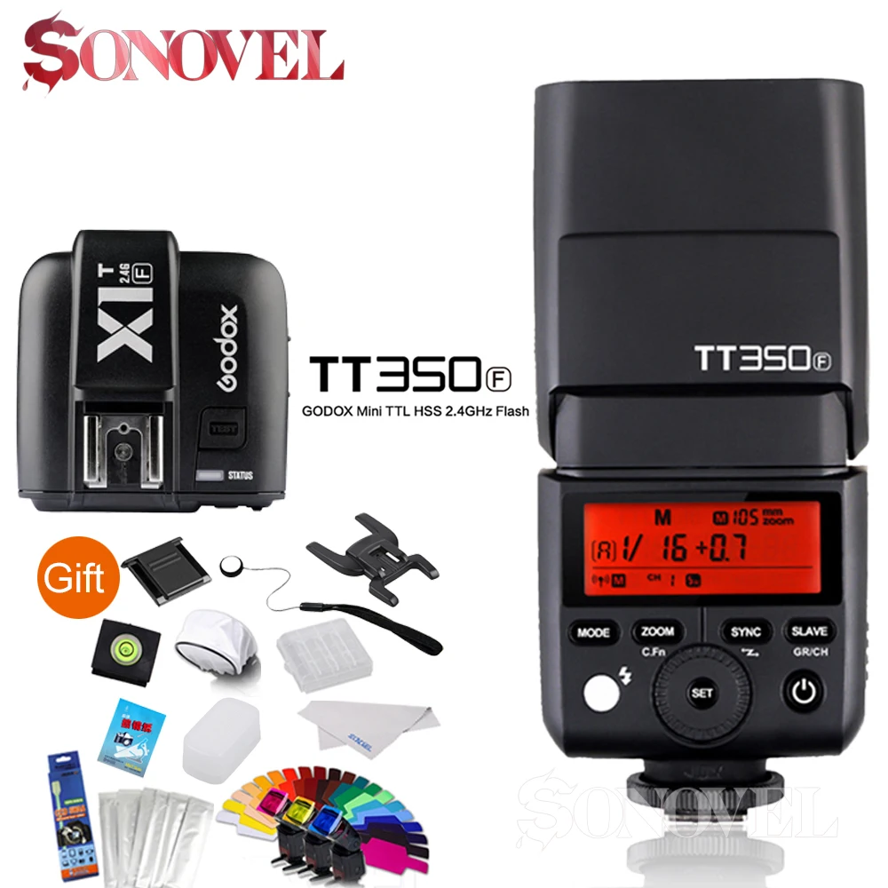 

Godox Mini Speedlite TTL TT350F Camera flash High Speed 1/8000s GN36 2.4G wireless X System+Transmitter X1T-F For Fuji