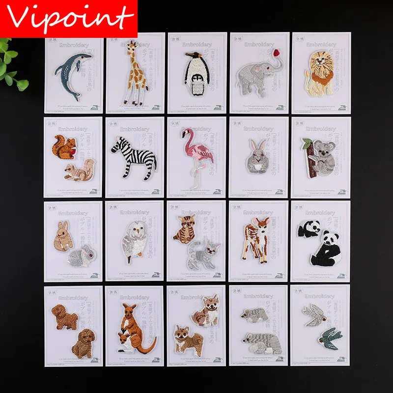 

VIPOINT embroidery fish zebra lion patches elephant bird rabbit dogs patches badges applique patches for clothing YX-79