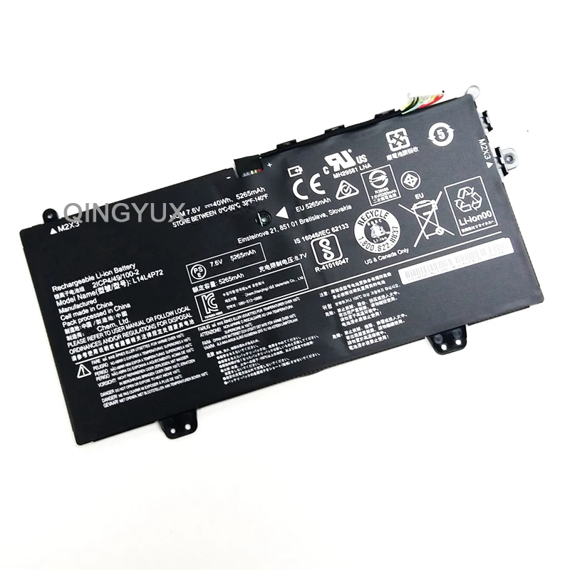 QINGYUX New 7.6V 40Wh 5265mAh L14L4P72 Laptop Battery for Lenovo Yoga 700-11ISK 11" 2ICP4/49/100-2 Series Notebook Battery Pack