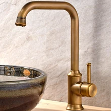 Antike Küche Waschbecken Wasserhahn Öl Eingerieben Bronze Küche Waschbecken Wasserhahn Schwarz Messing Warmen und Kalten Wasser Mischbatterie Vintage Becken armaturen