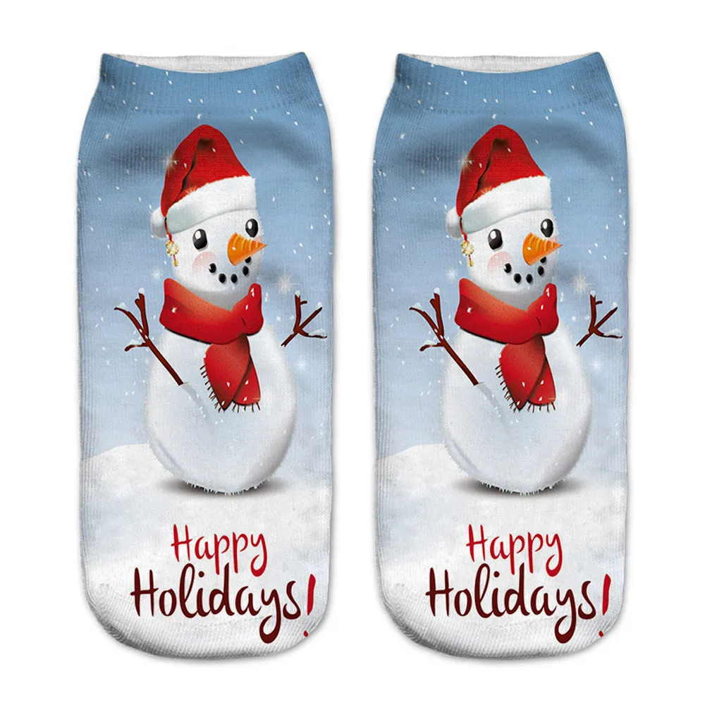 3D печатные рождественские Женские повседневные носки милые унисекс низкие носки