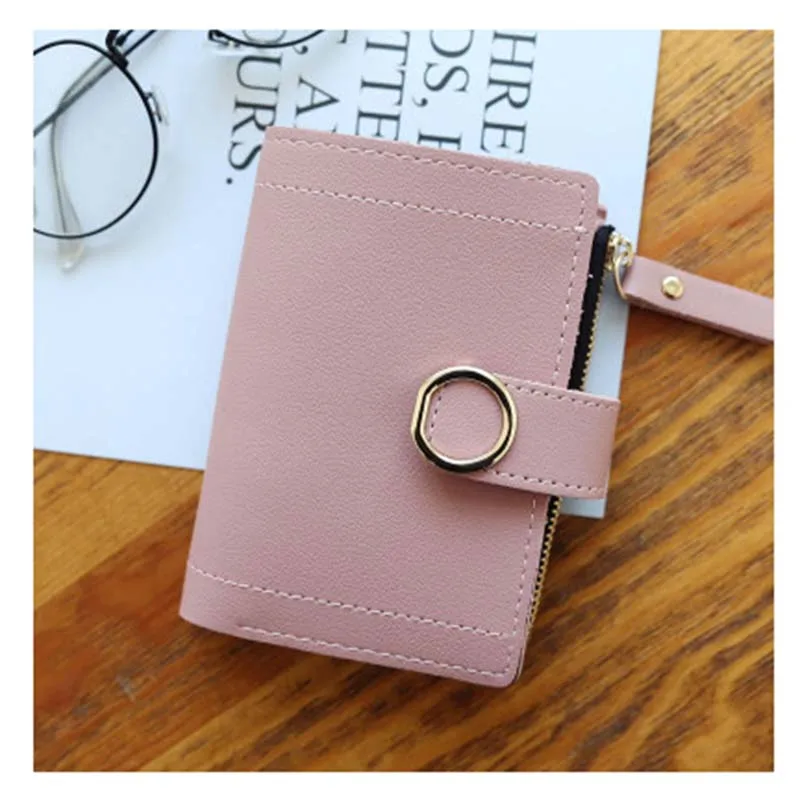 

Women Wallet Small Cute Wallet Women Short Leather Women Wallets Zipper Purses Portefeuille Female Solid Pink Card Holder