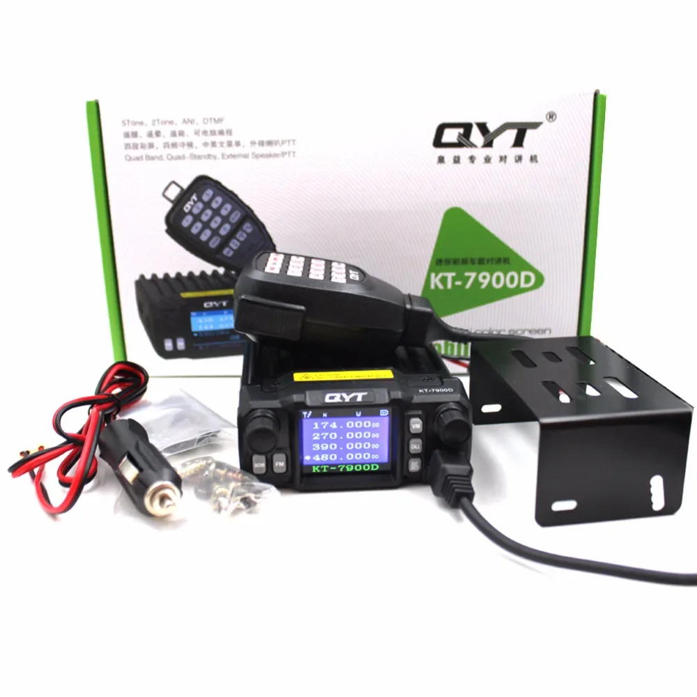 Мини-автомобиля мобильного радио qyt KT-7900D 25 Вт Quad Band 144/220/350/440 мГц walkie talkie + антенна/Питание