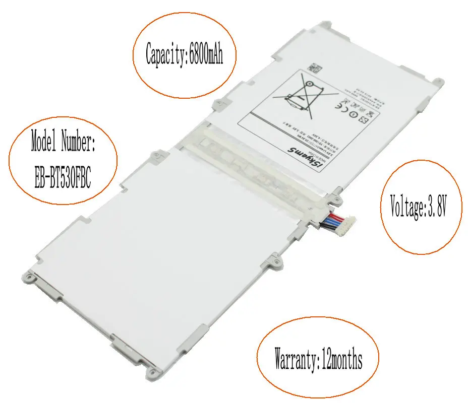 10pcs/lot 6800mAh EB BT530FBC Replacement Battery For Samsung Galaxy