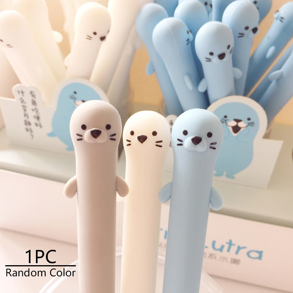 

0.5mm School Study Supplies Students Stationery Office Cartoon Kids Promotional Gift Writing Silicone Gel Pen Random Color