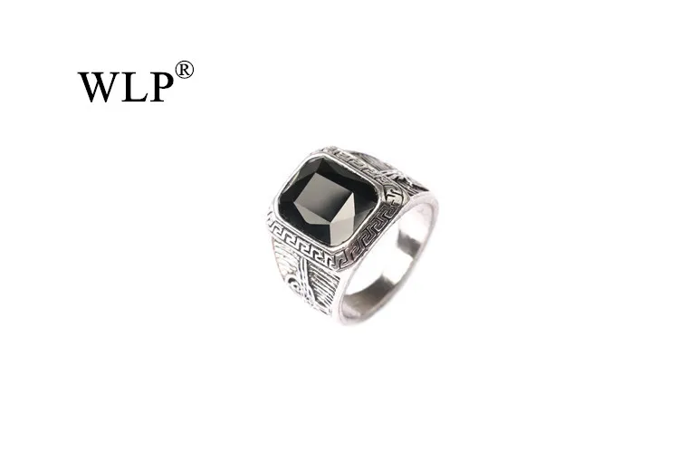 WLP, Новое поступление, цинковый сплав, квадратная форма, Ретро стиль, античный стиль, мужские кольца на палец, камея, изображение, украшение, турецкий стиль, мужские кольца - Цвет основного камня: Черный