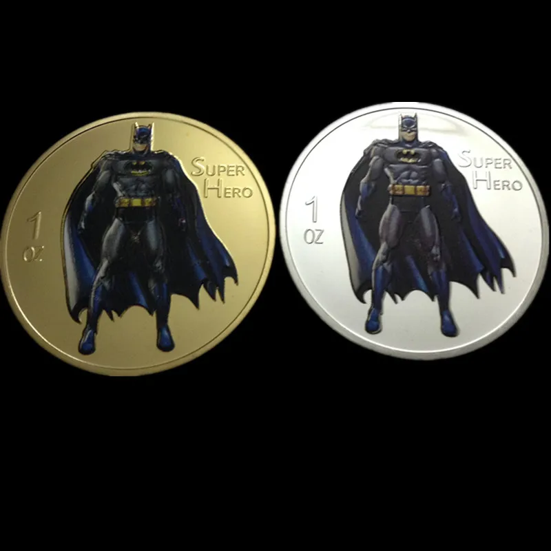 

4 Pcs The Batman 2014 super hero coin silver and gold plated 40 mm Hollywood movie badge home decoration coin