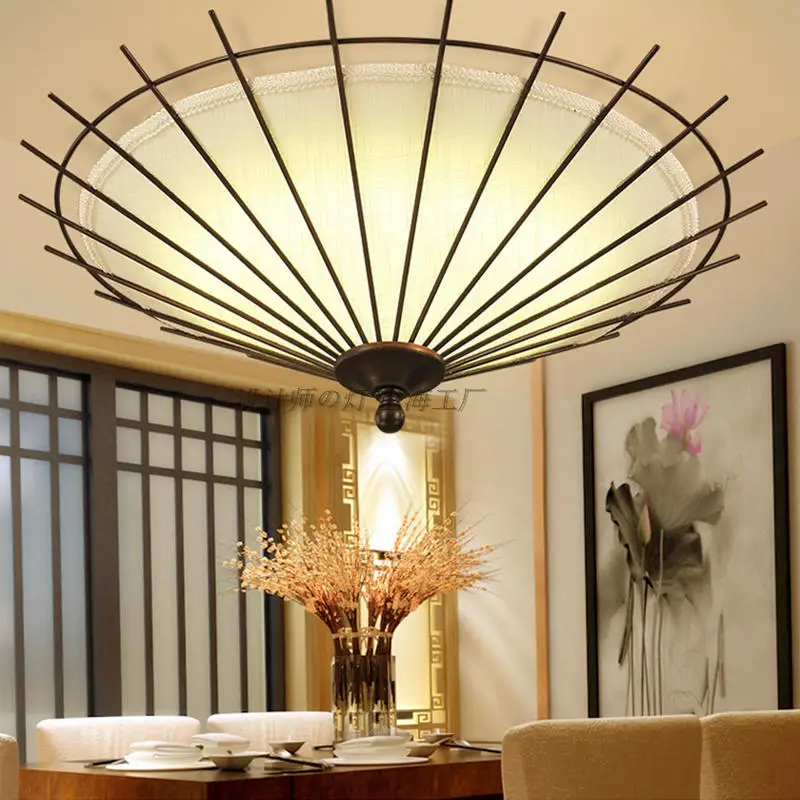 

Iron umbrella ceiling lamp handmade LED ceiling lamp hotel simple restaurant Chinese living room lights personality ZS148