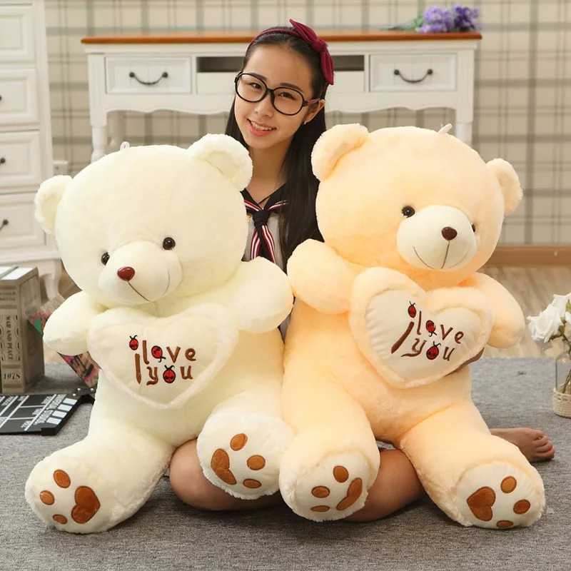 

110cm 1pc Big I Love You Teddy Bear Skin Plush Toy Holding LOVE Heart Soft Gift for Valentine Day Birthday Girls' Brinquedos