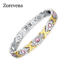 ZORCVENS циркон браслет из натурального камня для Для женщин магниты Нержавеющая сталь оздоравливающие ювелирные изделия