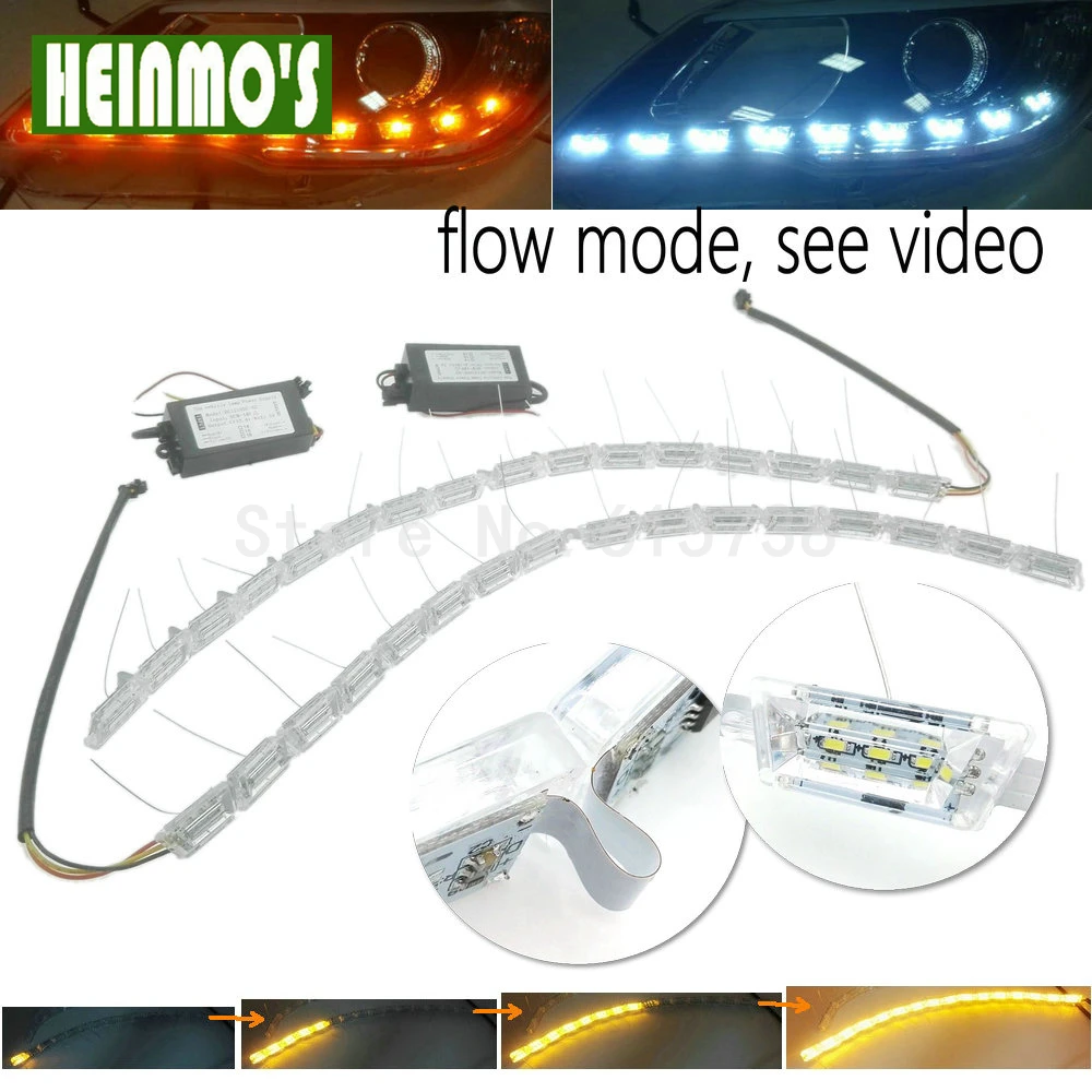 

NEW Crystal Flowing vinstar led DRL day light high power flexible led daytime running light turn light white/amber strechable