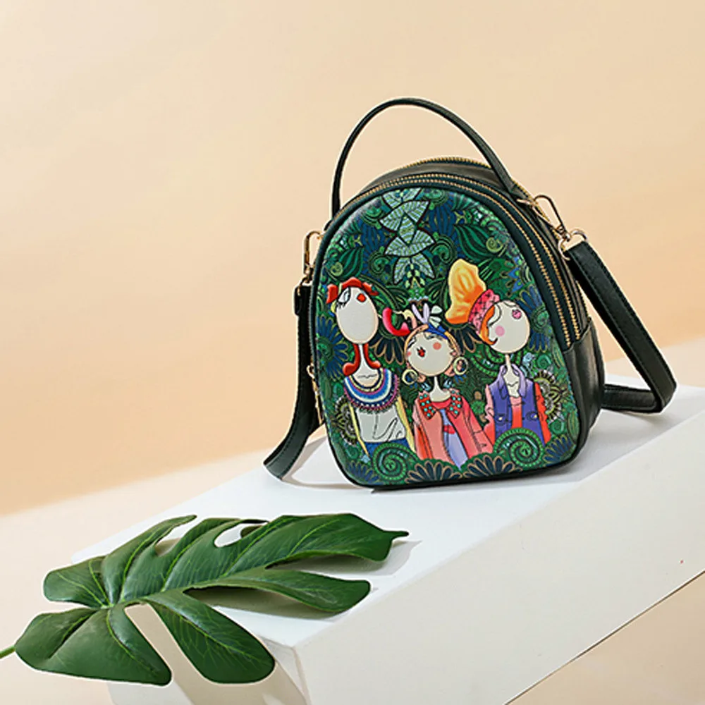 

luxury handbags women bags designer 2018 Forest Girls Pattern Printing Three grids Zipper Schoolbag Handbag sac a main femme