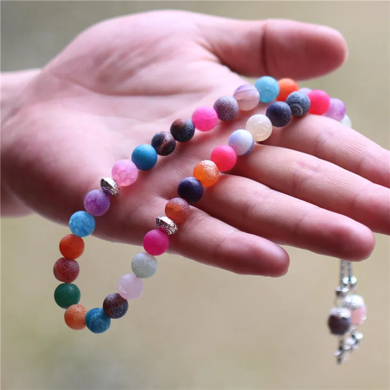LOSHEREN натуральные Агаты цвета камня Tasbih 33 бусины металлическая кисточка