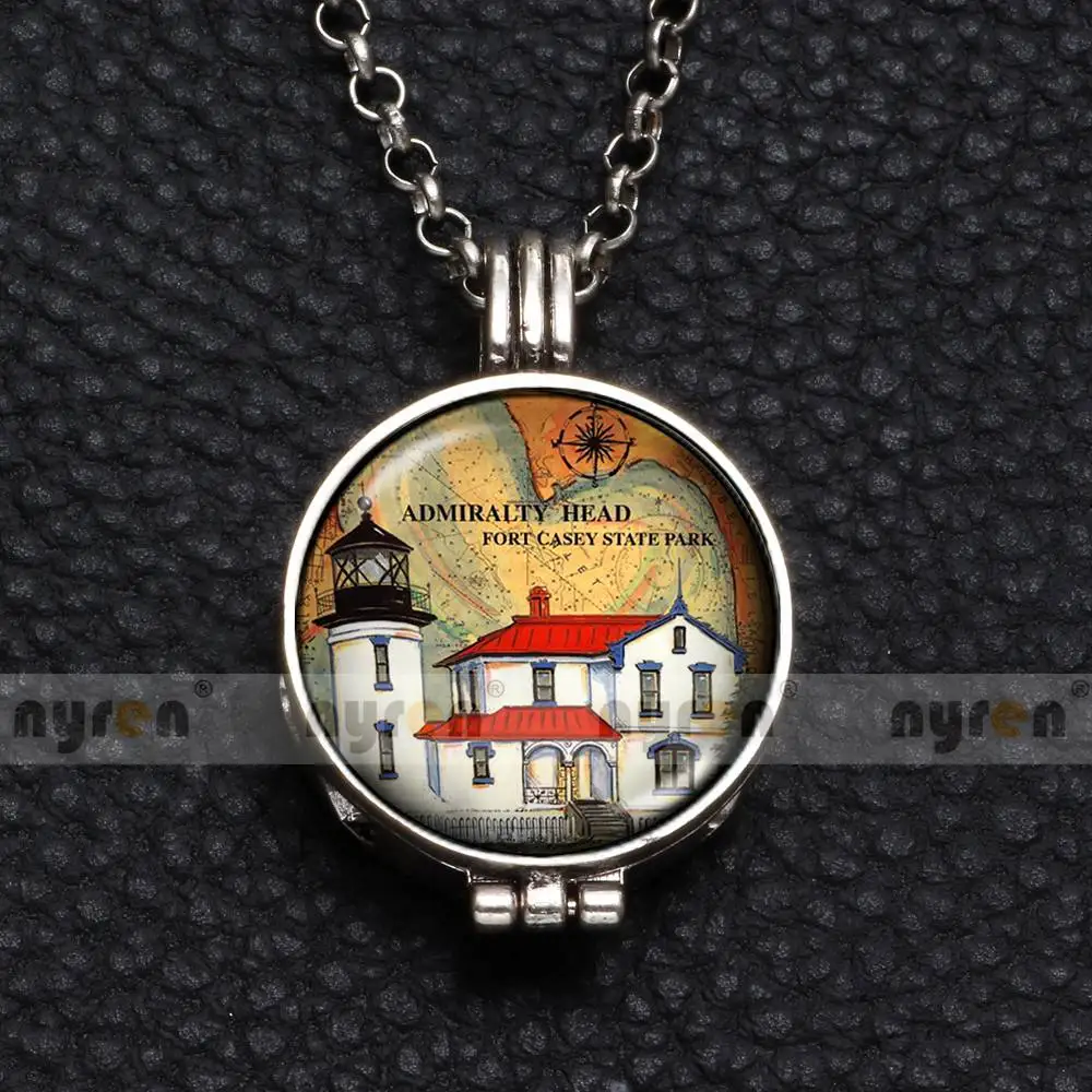 Perfume Aroma Pendant Necklace With Foam 25mm Glass Charms Lighthouse Multi Pattern For Man Women& Girl DZ1750