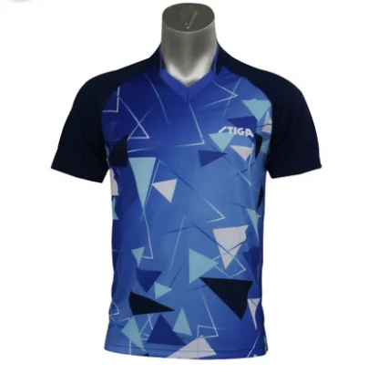 Stiga настольным теннисом одежда спортивная дышащая быстросохнущая с короткими рукавами, Мужская пинг понг рубашка Бадминтон Спорт Майки - Цвет: Blue