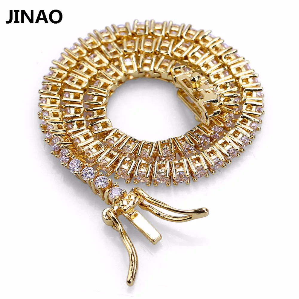 JINAO Золото/Серебро Браслеты цвет Iced Out 1 ряд 2 мм теннисная цепь AAA CZ камни браслет хип хоп рок для мужчин женщин модные ювелирные изделия