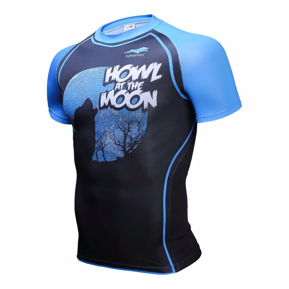 Mens Compression Shirts Bodybuilding Skin Tight Short Sleeve Jerseys Rashguard TUNSECHY Crossfit font b Weight b