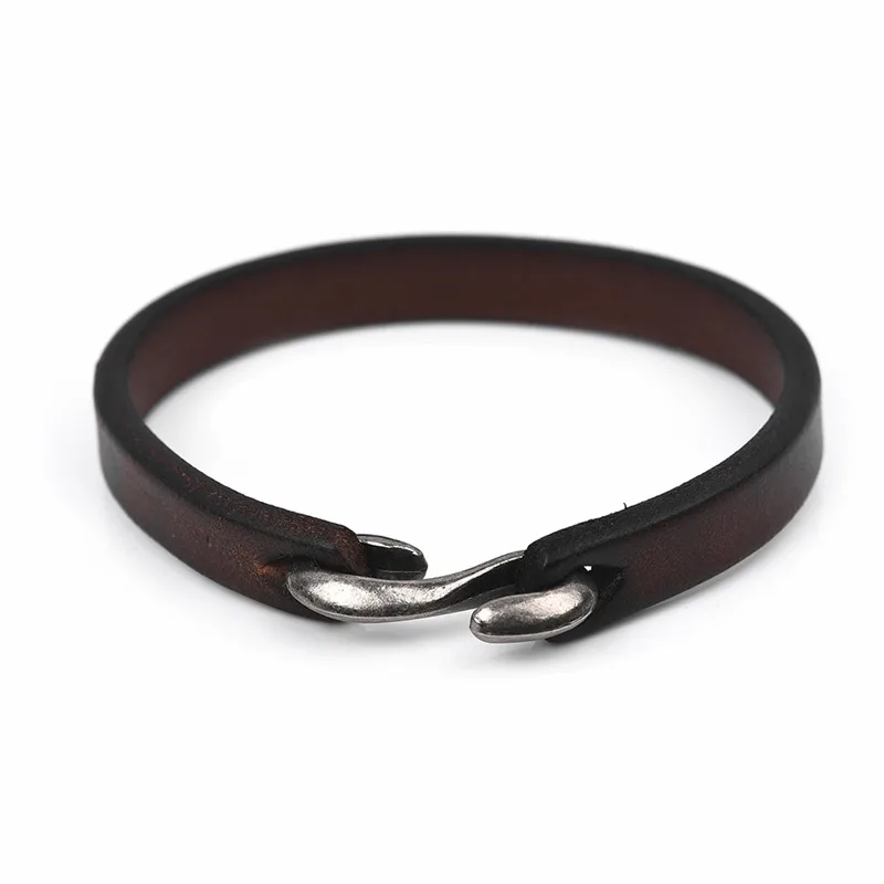Jiayiqi мужской браслет винтажный черный/коричневый из натуральной кожи мужские часы наручные браслеты мужские ювелирные изделия 20 см/18,5 см - Окраска металла: Brown