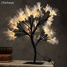 15in LED Cherry Tree Night Lights Luminarias Table Lamps Fairy Optical Fiber Christmas Party Indoor Home Decor Holiday Lighting copper led tree branch string light night lights table lamp christmas fairy wedding room indoor lighting decoration luminarias