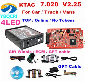 

4LED 2.25 Online KTAG 7.020 V7.020 No Token 2.25 K tag V7.020 V2.23 Online Master ECU Chip Tuning For Car Truck ECM Winols
