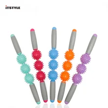 Тренажерный зал массаж мышц ролик палка Для Йоги массаж тела расслабиться инструмент валик для мышц палочки с 3 точки колючие мяч