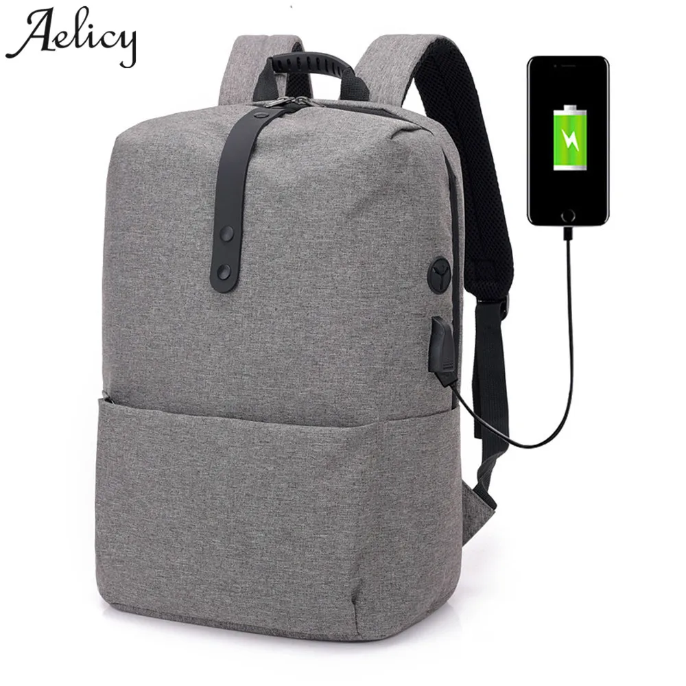 

Aelicy 2018 Men Women New Design Backpack External USB Charge Computer Anti-Theft Backpacks Waterproof Bags