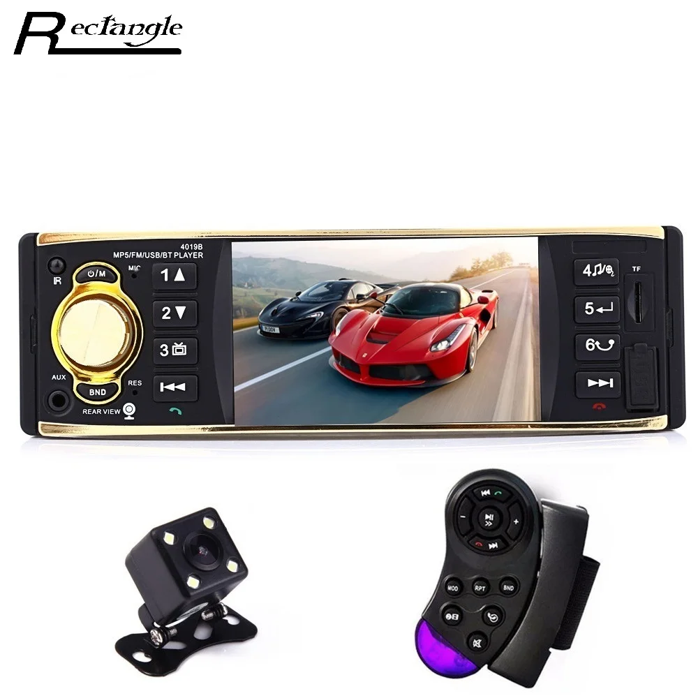 

12V 4019B 1 One Din MP3 player Car Radio Audio Stereo USB AUX FM Radio Station Bluetooth with Rearview Camera Remote Control