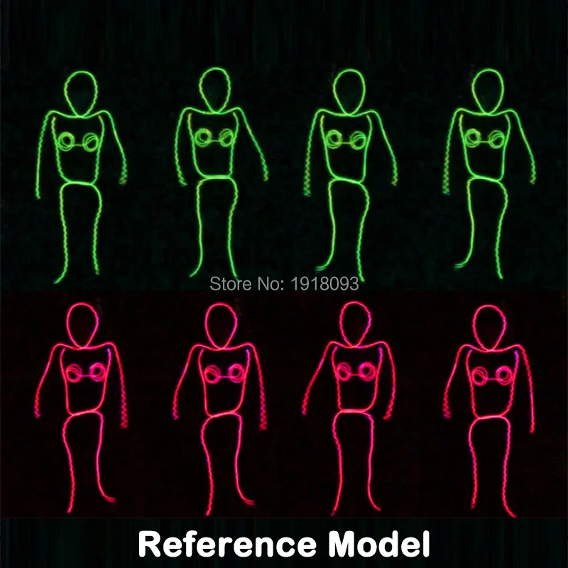

DIY EL Clothes EL Wire Suits with DC-3V Button Inverter Powered by 2-AA Batteries LED Strip Costumes for Event Party Supplies