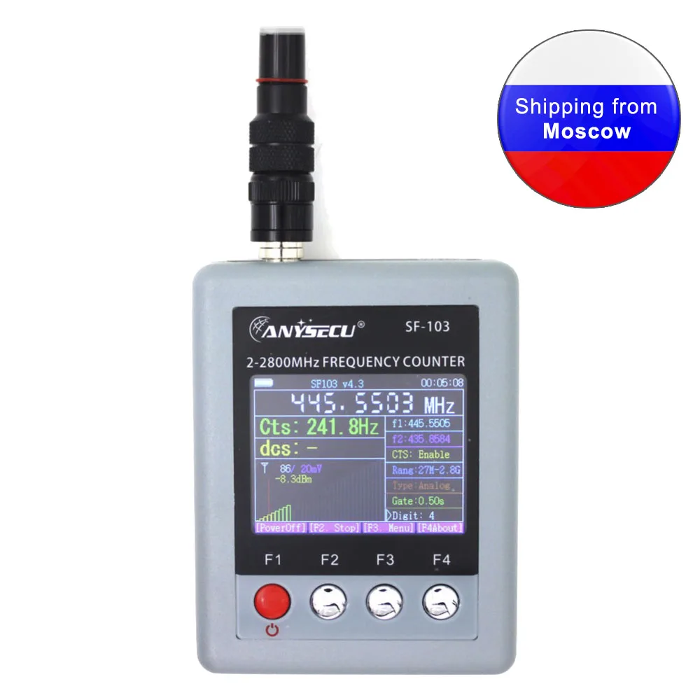 Anysecu SF103 2MHz 200MHz / 27MHz 2800MHz Портативный счетчик частоты CTCCSS/DCS Testable DMR Цифровой